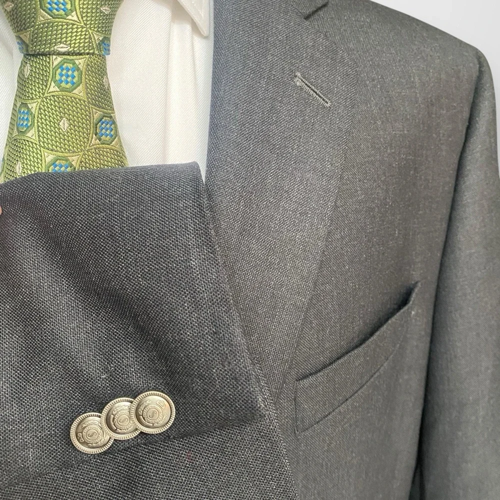 Stafford Mens Size 46R Blazer Sport Coat Gray Wool‎ Suit Jacket Classic Fit